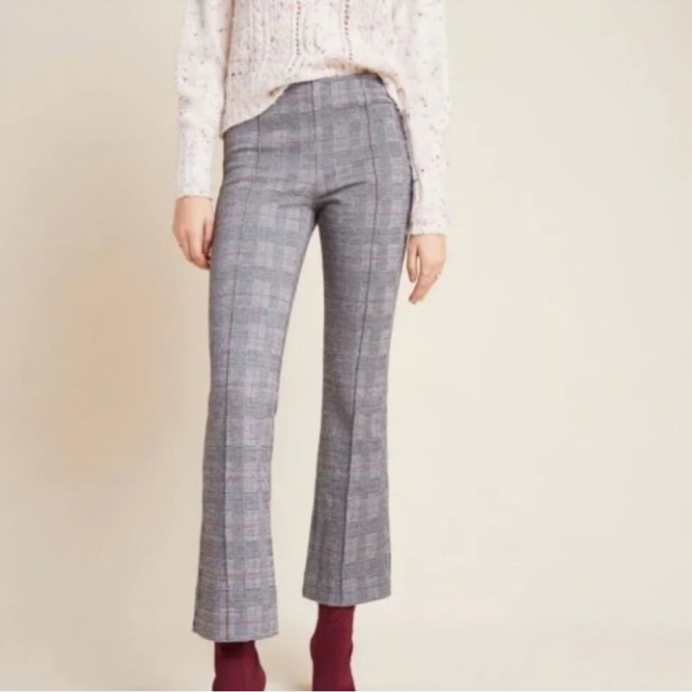 The Essential Crop Flare High Rise Plaid Pull on Crop Flare Pant